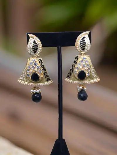 Stylish Black Meenakari Earrings