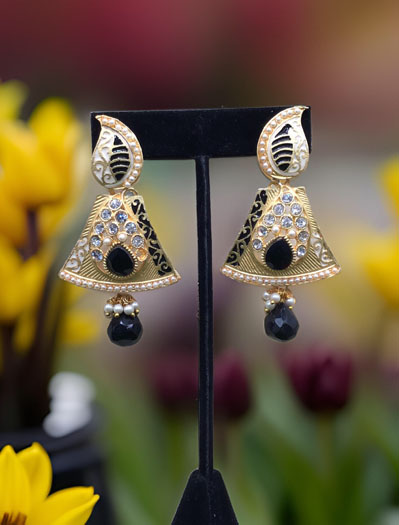 Stylish Black Meenakari Earrings