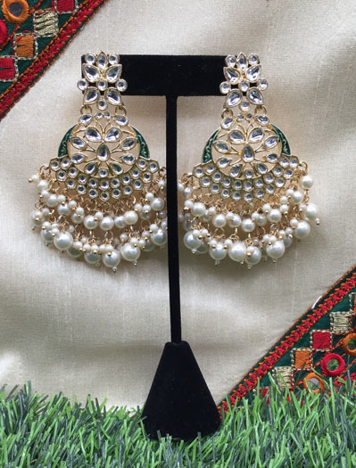 Fashionable  Kundan Pearl Earrings