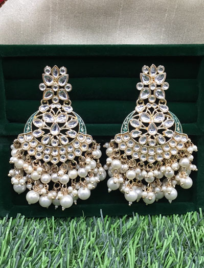 Fashionable  Kundan Pearl Earrings