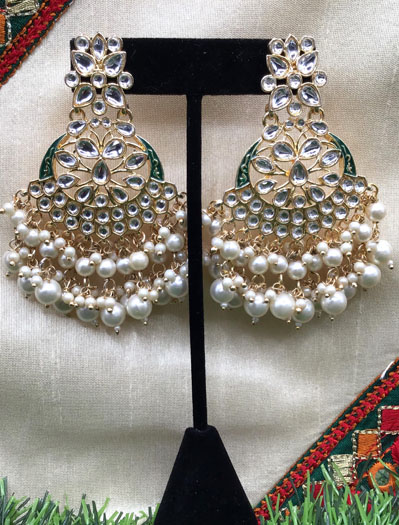 Fashionable  Kundan Pearl Earrings