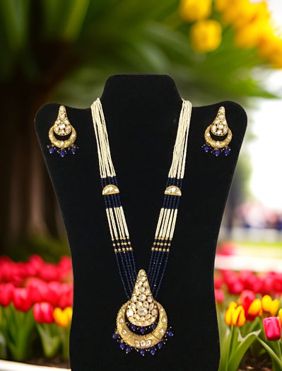 Cone Shaped Polki Kundan Necklace Set