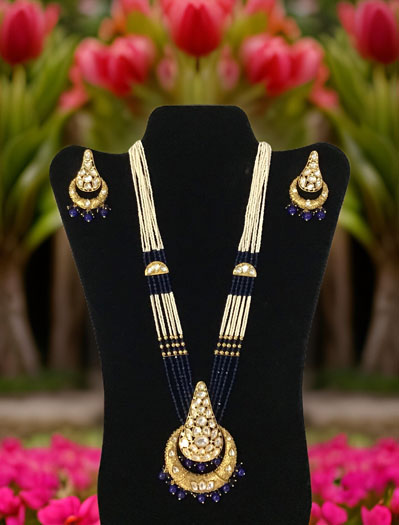 Cone Shaped Polki Kundan Necklace Set