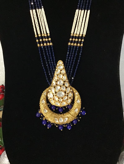 Cone Shaped Polki Kundan Necklace Set