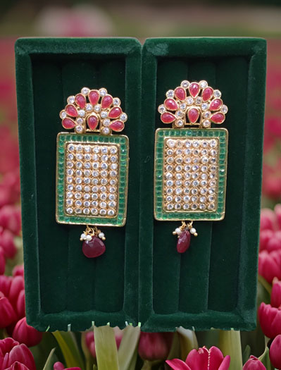 Traditional Choker Style CZ Earrings Set