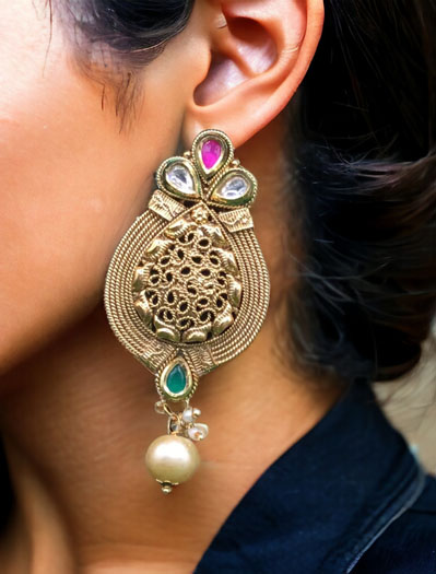 Traditional Style Paan Shaped Earrings