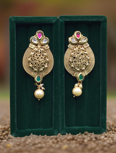 Traditional Style Paan Shaped Earrings