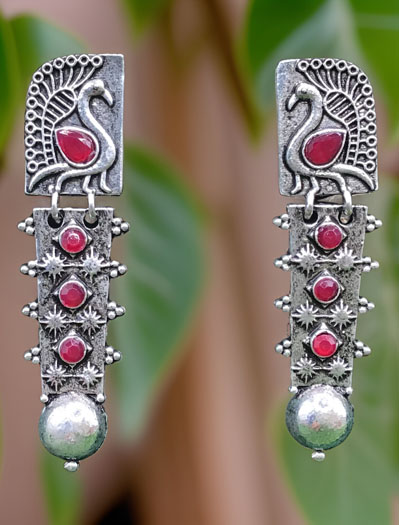 Indian Tribal Bohemian Style Silver Stud Earrings