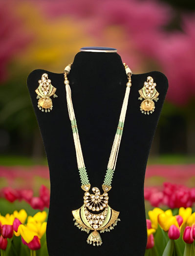 Kundan Meenakari Necklace Set with Jhumka Earrings