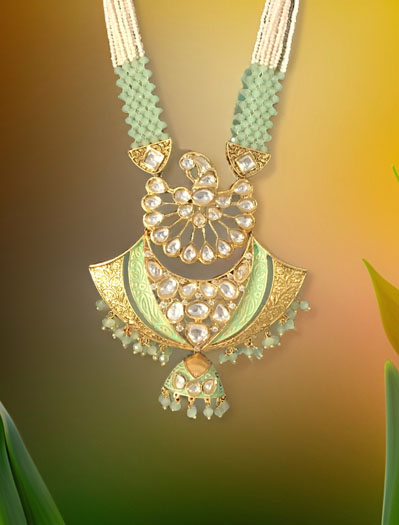 Kundan Meenakari Necklace Set with Jhumka Earrings