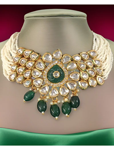 Elegant Green Kundan Choker Set