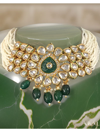 Elegant Green Kundan Choker Set