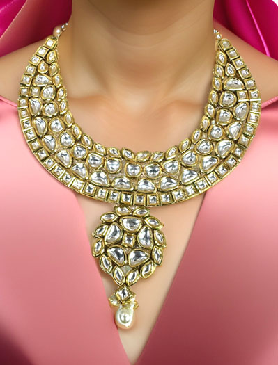 Gold Plated Premium Quality Kundan Choker Set