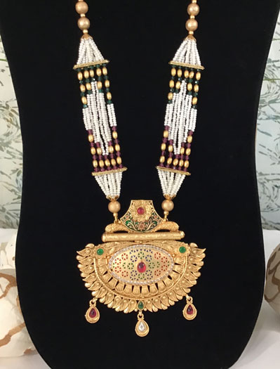 Traditional Rajwadi Meenakari Long Necklace Set