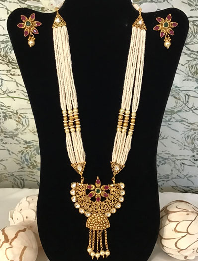 Half circle Antique Rajwadi Long Necklace Set