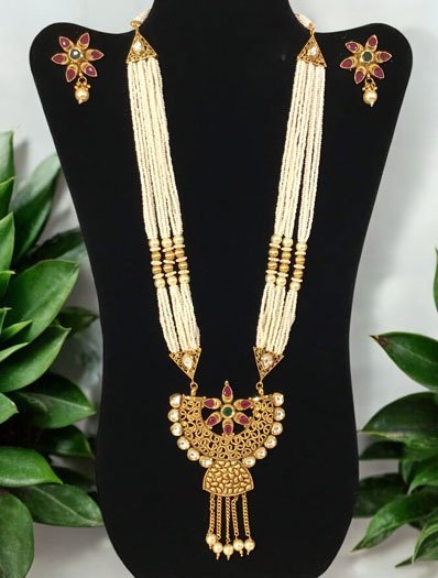 Half circle Antique Rajwadi Long Necklace Set