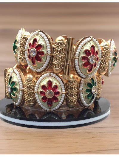 Matt Gold Finish Rajwadi Meenakari Bangles