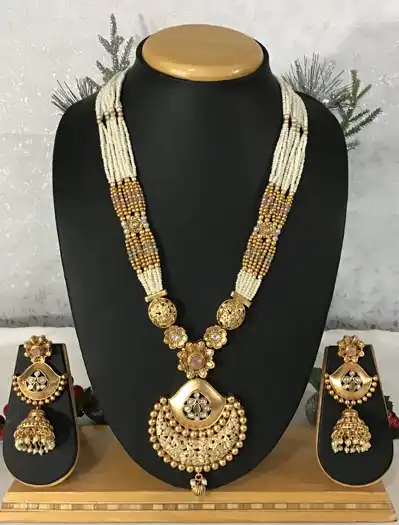 Traditional Meenakari Rajwadi Kundan Pearl Necklace Set