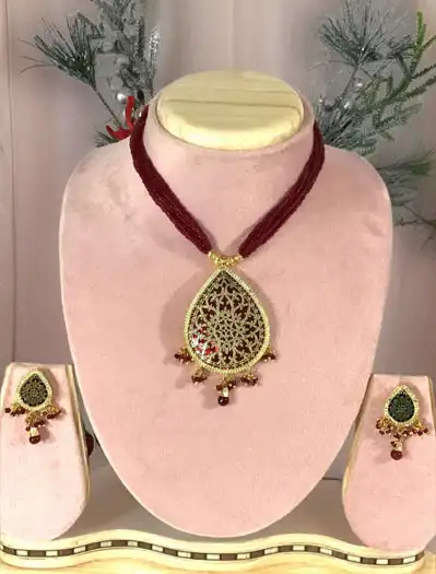 Gold Plated Thewa Necklace Drop Shaped Pendant