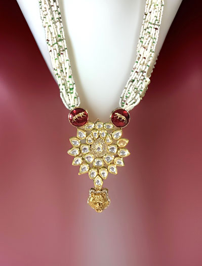 Sabhyasachi inspired Jaguar Kundan Pendant long necklace set