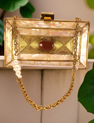 Gold Embellished MOP Clutch Purse