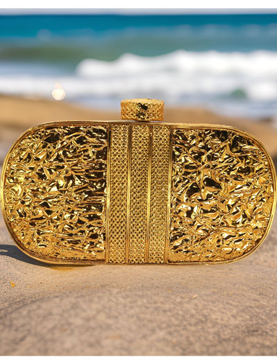 Embellished Crystals MOP Two Way Clutch Purse