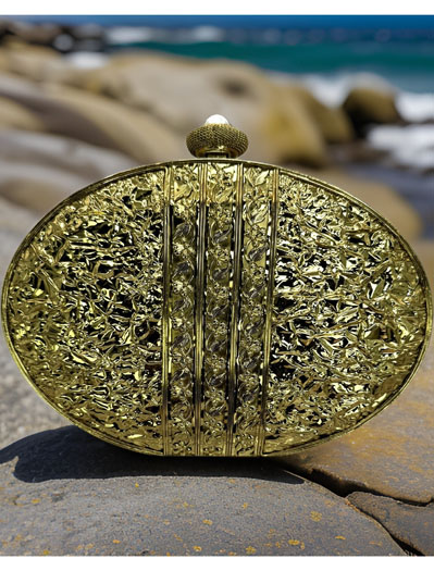 Antique Gold Plating MOP Clutch Purse