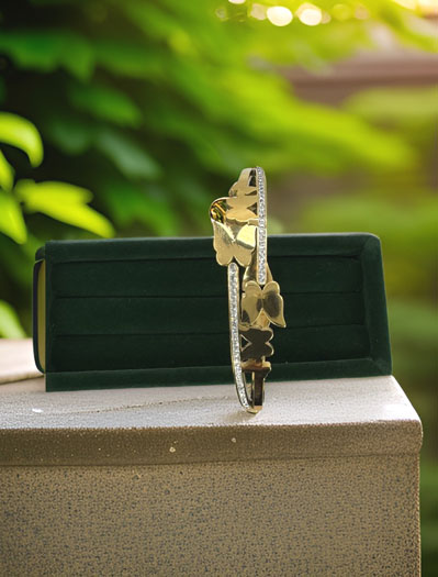 Beautifully carved Butterflies CZ stones Bracelet