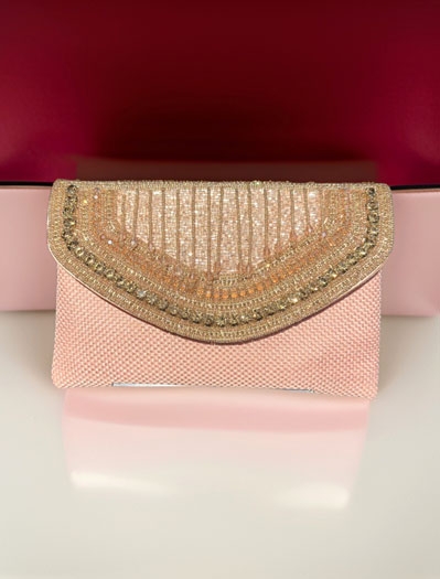 Embroidered Flap Over Clutch Bag