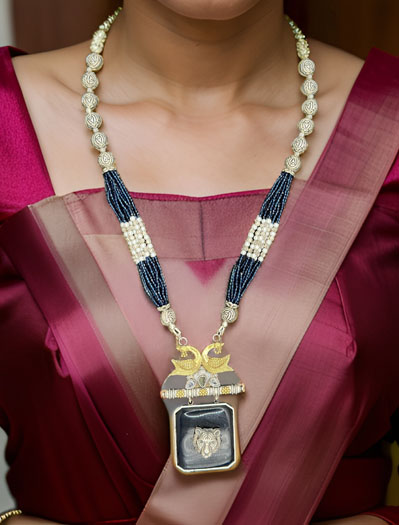 Sabyasachi Inspired German Silver Fusion Necklace Set