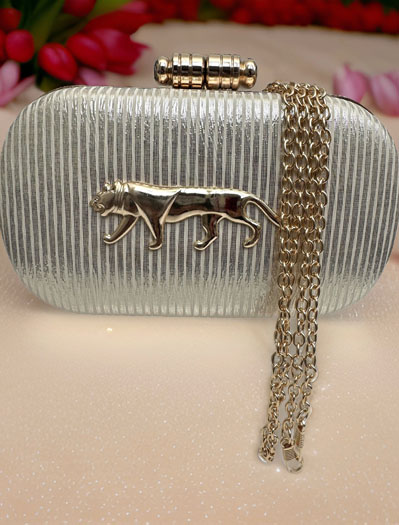 Sabyasachi Inspired Silver and Golden Clutch Bag