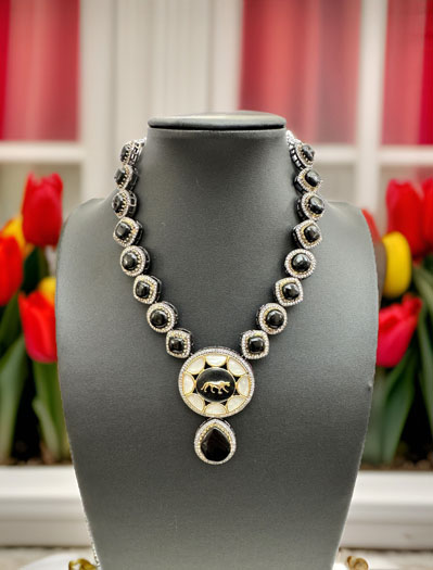 Sabyasachi Inspired Black Stones CZ Necklace Set