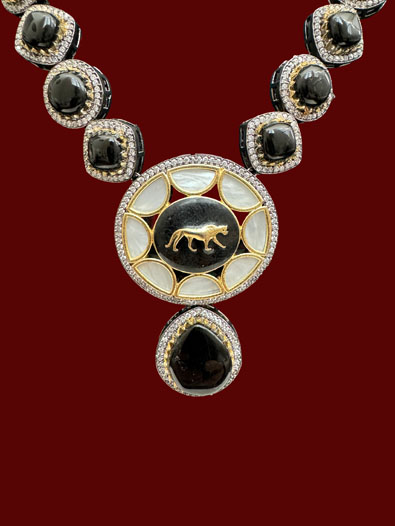 Sabyasachi Inspired Black Stones CZ Necklace Set