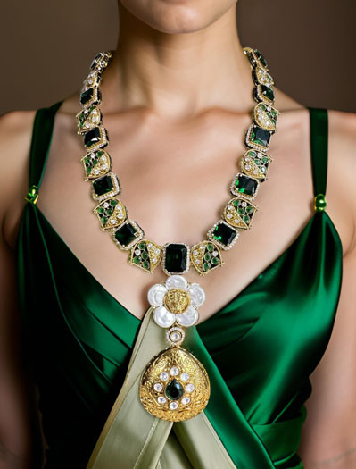 Sabyasachi Inspired Uncut Polki Kundan American Diamond Necklace Set