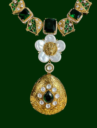 Sabyasachi Inspired Uncut Polki Kundan American Diamond Necklace Set