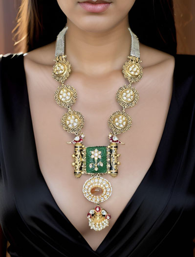 Sabyasachi Inspired Ancestral  Kundan Long Necklace Set