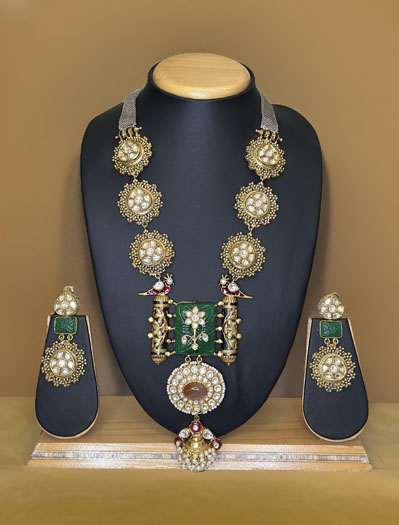 Sabyasachi Inspired Ancestral  Kundan Long Necklace Set