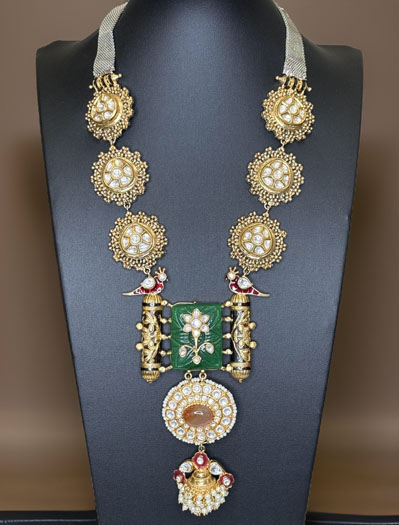 Sabyasachi Inspired Ancestral  Kundan Long Necklace Set