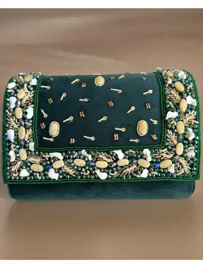 Luxury Velvet Embroidered Clutch Bag