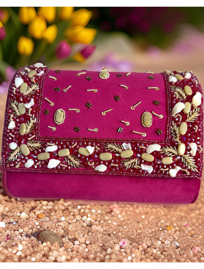 Luxury Velvet Embroidered Clutch Bag