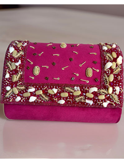 Luxury Velvet Embroidered Clutch Bag