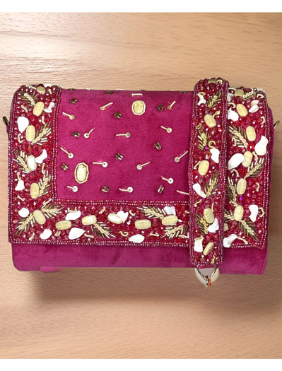 Luxury Velvet Embroidered Clutch Bag