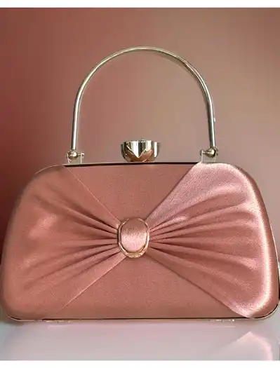 Satin Pleated Evening Bag with accessories