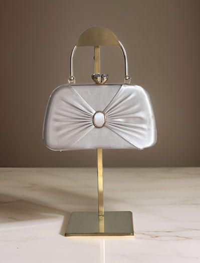 Satin Pleated Evening Bag with accessories