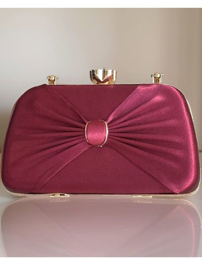 Satin Pleated Evening Bag with accessories