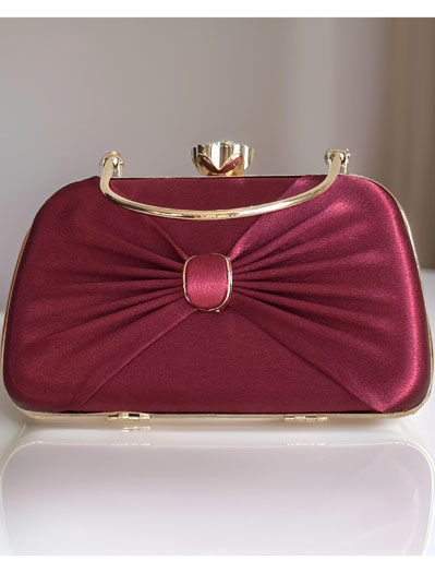 Satin Pleated Evening Bag with accessories