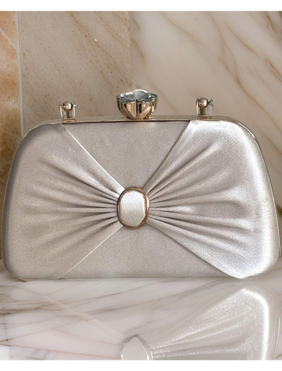 Satin Pleated Evening Bag with accessories