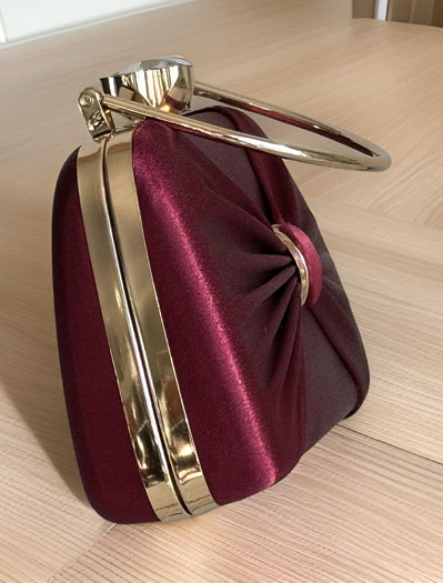 Satin Pleated Evening Bag with accessories