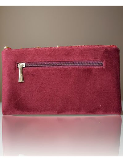 Pearl and Rhinestones embellished Velvet Envelope Clutch Bag