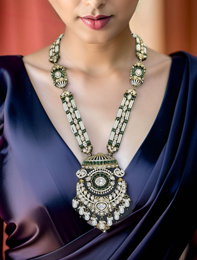 Tyaani Inspired Premium Kundan Pearl Long Necklace Set